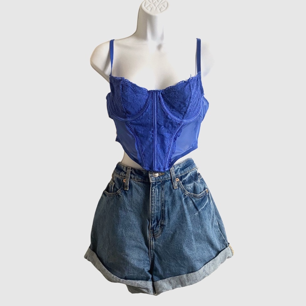 Lace Blue Corset Style Top